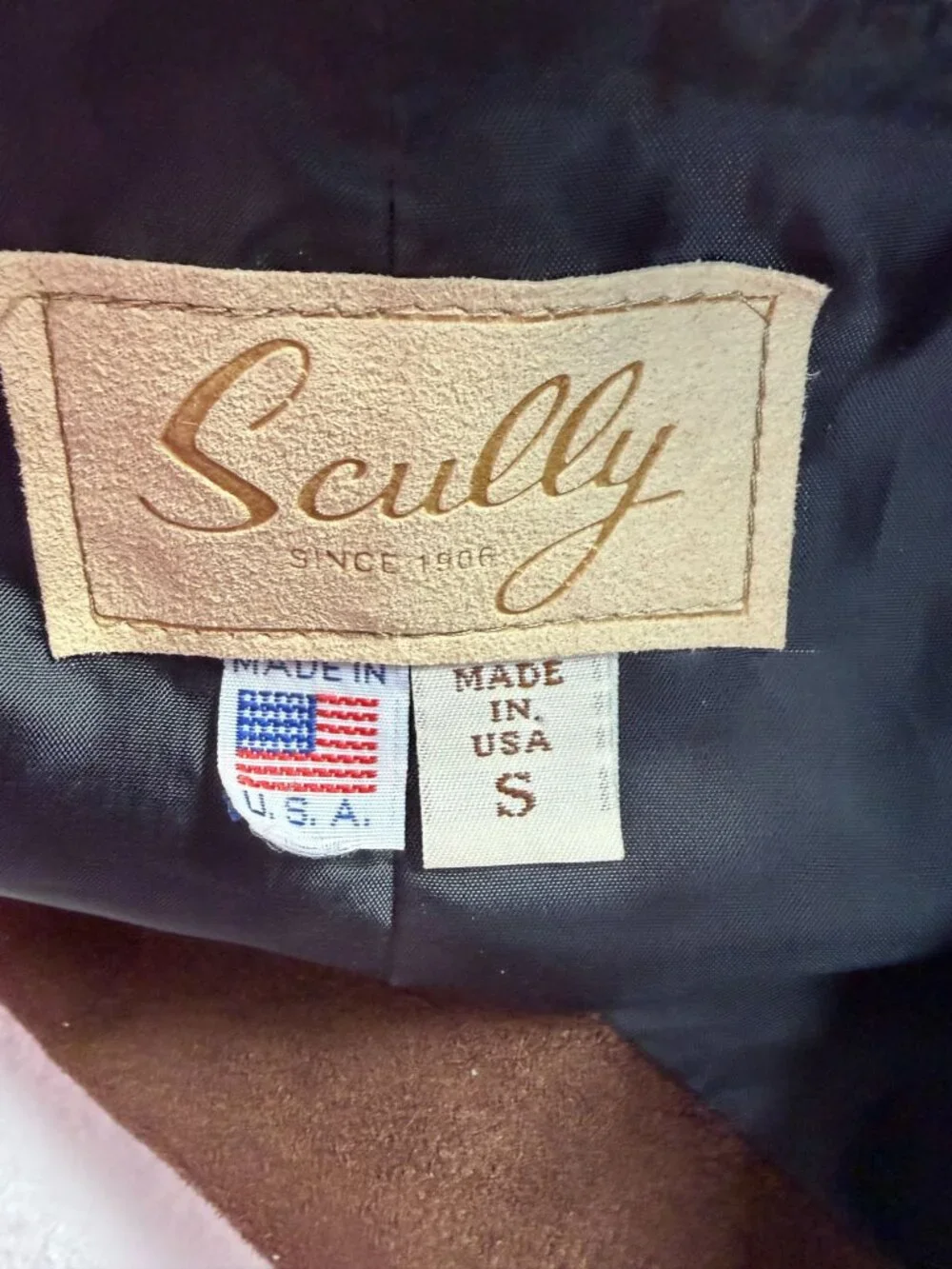 Scully Mens Brown Faux Suede Western Vest Shawl Collar Made in USA Small Lined